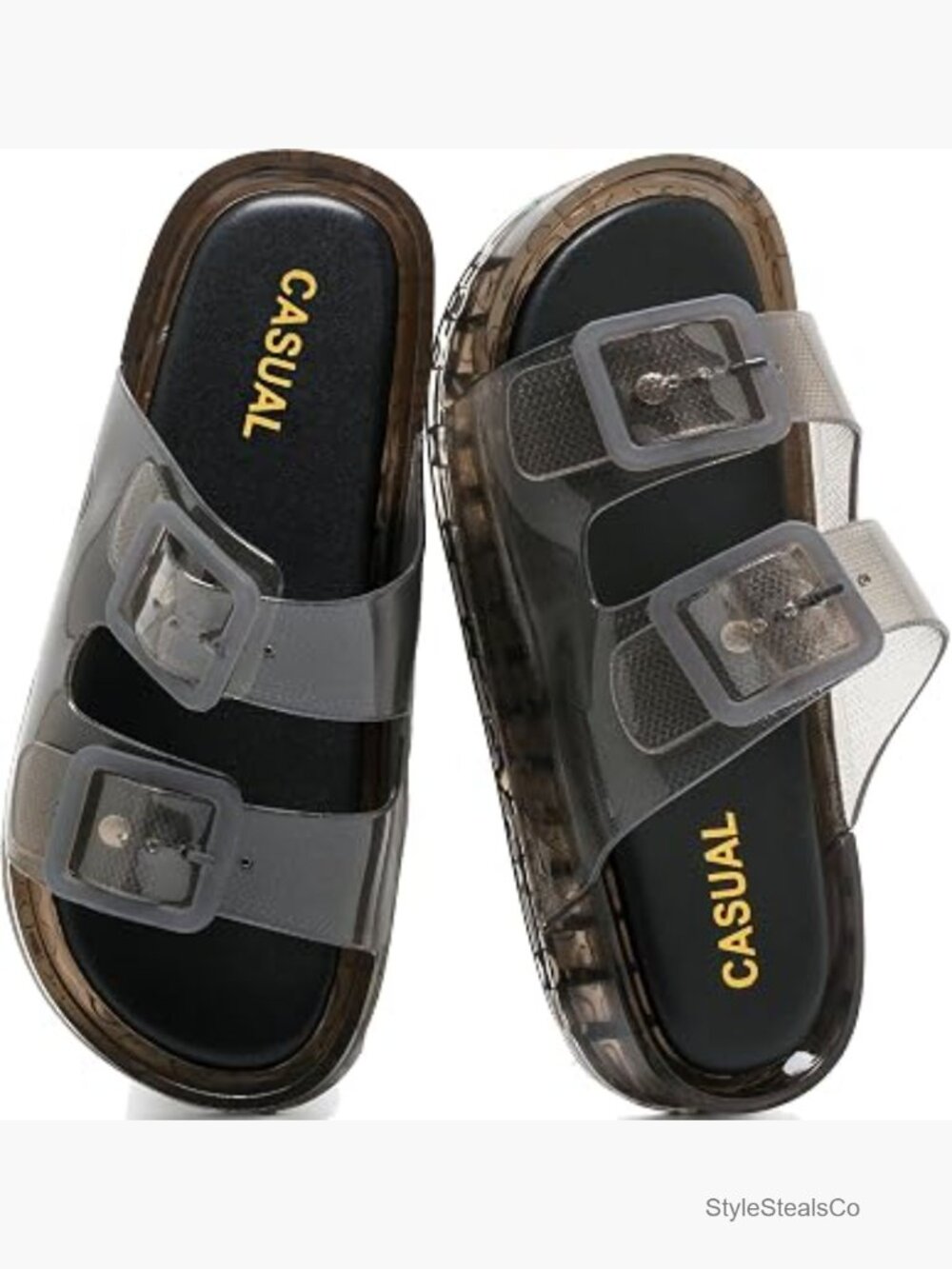 Lightweight Water-Resistant Double Buckle Slide Sandals Non-Slip